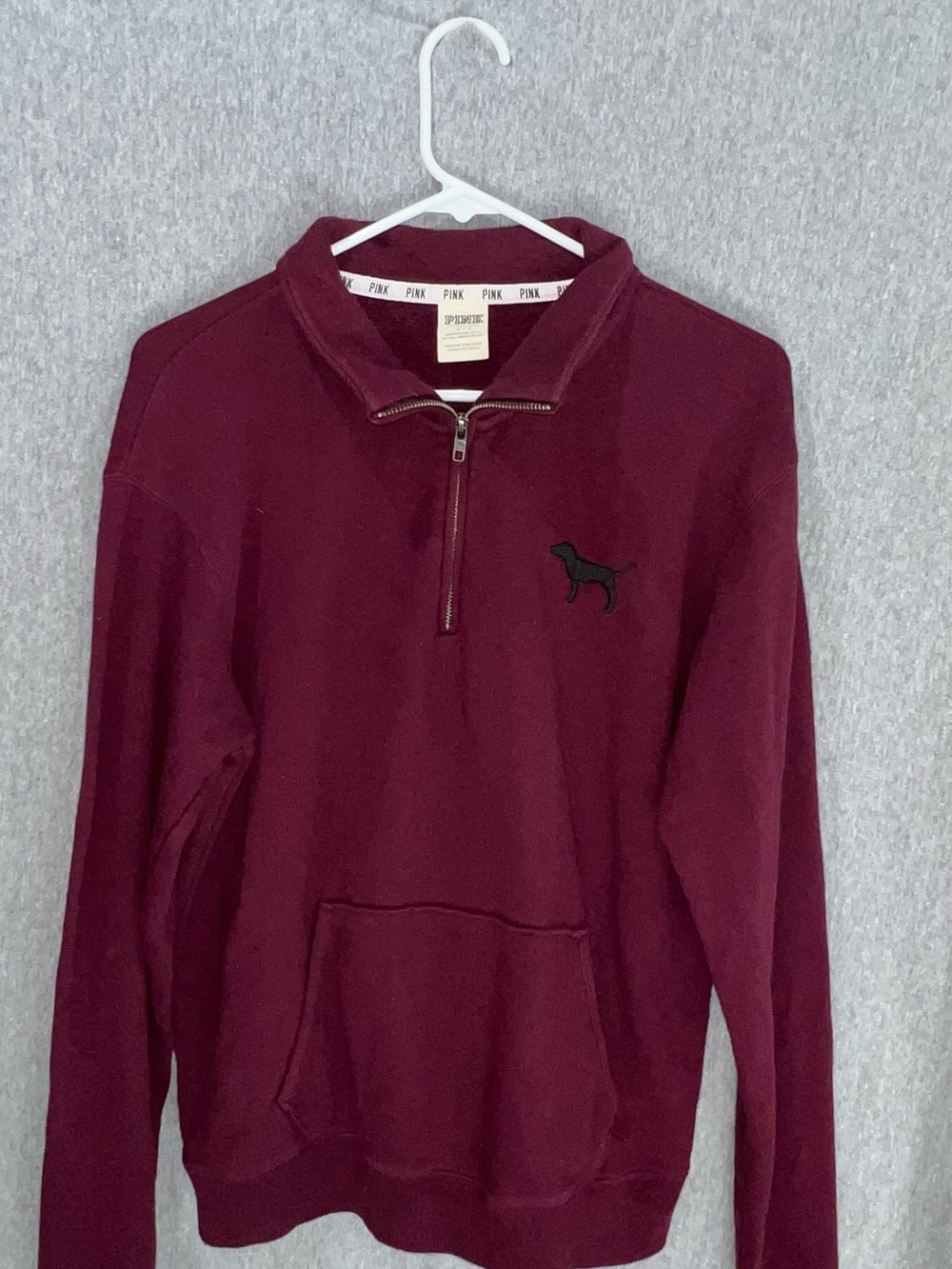 PINK‎ Victoria's Secret Men's Half-Zip Sweatshirt - Burgundy Maroon